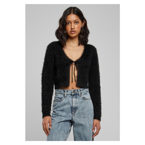 Women's sweater with tied cropped feathers black Urban Classics