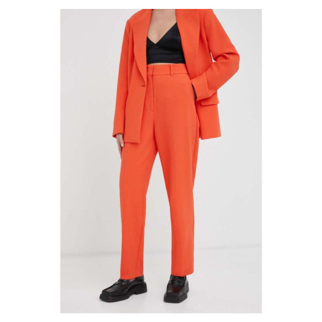 Nohavice 2NDDAY dámske, oranžová farba, rovné, vysoký pás