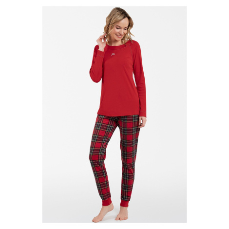 Dámske pyžamo Italian Fashion Tess - dlhé bavlnené Červená
