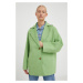 Vlnený kabát American Vintage zelená farba, prechodný, oversize