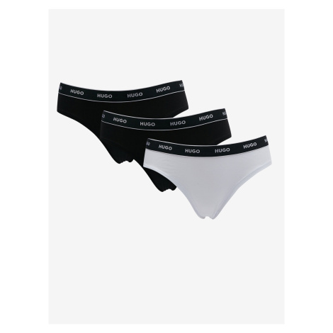 Súprava troch dámskych nohavičiek v čiernej a bielej farbe HUGO Hugo Boss