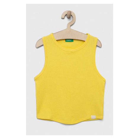 Detský bavlnený top United Colors of Benetton žltá farba