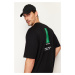Trendyol Black Oversize/Wide-Fit Crew Neck Text Printed 100% Cotton T-Shirt