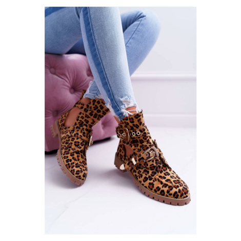 Women's Lu Boo Ankle Boots Suede Cutout Leopard Rock Girl