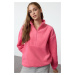 Trendyol Fuchsia Zipper Stand Collar Polar Regular/Normal Cut Knitted Sweatshirt