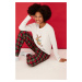 Trendyol Multicolored 100% Cotton Christmas Theme T-shirt-Jogger Knitted Pajamas Set