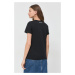 Bavlnené tričko Karl Lagerfeld dámsky, čierna farba