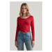 TRIČKO GANT SLIM COT/ELA LS SCOOP NECK TOP RUBY RED