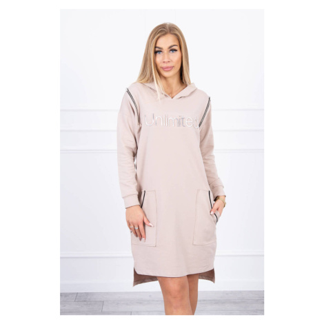 Dress with inscription unlimited beige