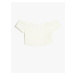 Koton Crop T-Shirt Off-Shoulder Corset Detailed Sweetheart Neck.