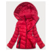 Červená dámska bunda s kapucňou na prechodné obdobie (5M786-270)