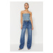 Trendyol Dark Blue High Waist Wide Leg Jeans