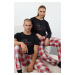 Trendyol Men's Black Plaid Regular Fit Top Knitted Bottom Woven Couple Pajama Set