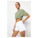 Trendyol White Ripped Detailed Denim Shorts