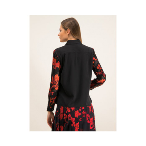 Tory Burch Košeľa Floral Print Pleated Shirt 61184 Čierna Regular Fit