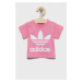 Detské bavlnené tričko adidas Originals ružová farba,