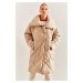 Bianco Lucci Women's Metal Buttoned Diamond Patterned Oversize Puffer Coat