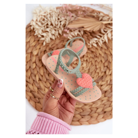 Children's sandals with heart Ipanema My First Baby Green