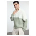 Trendyol Green Regular Half Turtleneck Color Block Knitwear Sweater