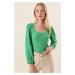 Bigdart 0442 Long Sleeve Blouse - Green