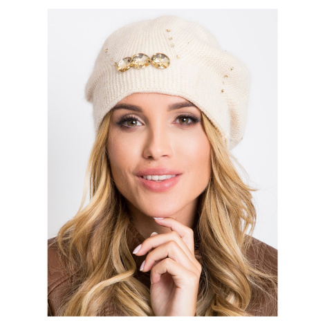 ZDOBENÝ DÁMSKY SVETLO-BÉŽOVÝ BARET AT-CZ-14050.42-LIGHT BEIGE