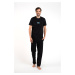 Men's Club Pajamas, Short Sleeves, Long Legs - Black