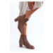 Women's Open-Toe Open-Toe Eco Suede High Heeled Shoes Brown Halania