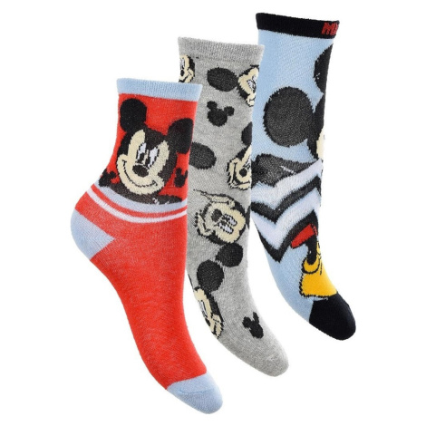 Chlapčenská súprava ponožiek Mickey Mouse - červená-šedá-tyrkysová Disney