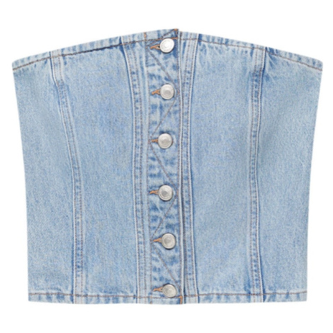 Pull&Bear Top  modrá denim Pull & Bear