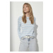 Trendyol Light Blue Premium Striped Knitwear Sweater