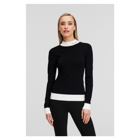 Sveter Karl Lagerfeld Logo Turtle Neck Black/White