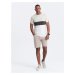 Ombre Men's tricolor T-shirt with wide stripes - white