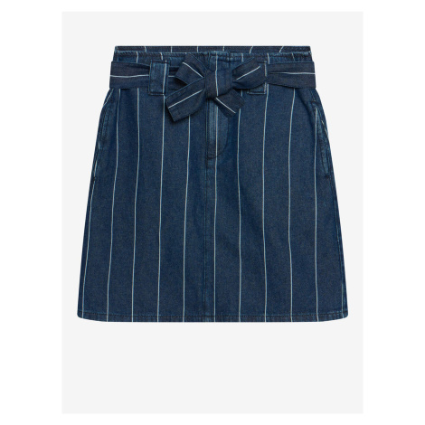 Blue Striped Short Denim Skirt with ORSAY Tie - Women