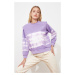Trendyol Lila Vatka Batik Pattern Basic Knitted Sweatshirt
