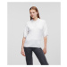 Sveter Karl Lagerfeld Rhinestone Polo Knit Top Biela