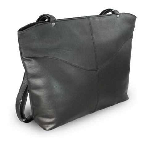 Černá kožená zipová kabelka se dvěma popruhy 212-2018-60 Arwel