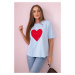 Cotton blouse with blue heart print