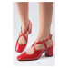 Mio Gusto Catalina Red Women's Open Back Boots and Heels.