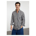 Trendyol Indigo Regular Fit Plaid Patterned Unisex Lumberjack Flannel Shirt