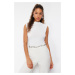 Trendyol Bridal White Knitted Bodysuit with Snap Fasteners