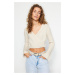 Trendyol Stone Crop Soft Textured Double Breasted Knitwear Sweater