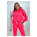 Insulated set with a sweatshirt with a tie at the bottom of the pink neon color