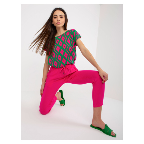 Fuchsia summer trousers made of fabric with SUBLEVEL bindings
