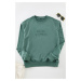 Trendyol Green Oversize/Wide Cut Embossed Text Printed Sweatshirt