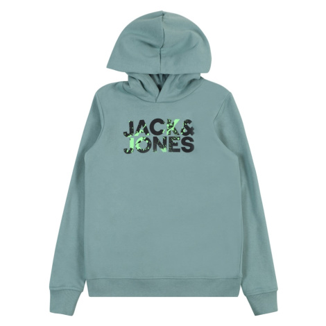 Jack & Jones Junior Mikina 'COMMERCIAL'  modrozelená / svetlozelená / čierna