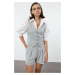 Trendyol Grey Striped Crop/Short Woven Regular Vest