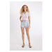 DEFACTO High Waist Cut-Toe Jean Shorts