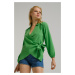 armonika Women's Light Green Collar Double-breasted Blouse