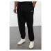 Trendyol Plus Size Black Oversize/Wide Cut Pocket Labeled Sweatpants