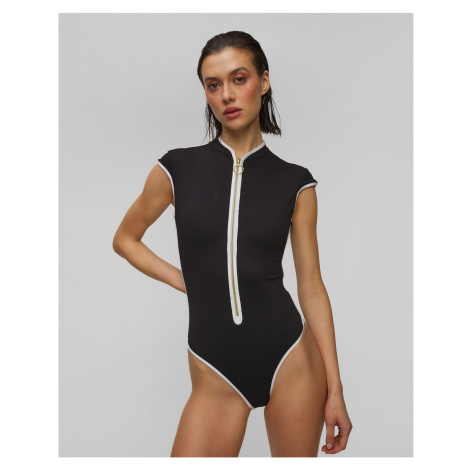 Dámske čierne Jednodielne Plavky Seafolly Cap Sleeve Zip Front One Piece